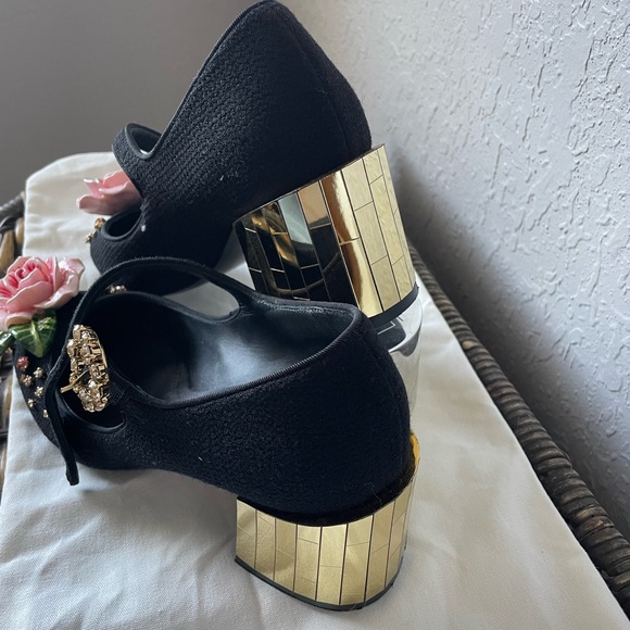 Authentic DOLCE & GABBANA Crystal Rose Brooch Heels Mary Jane Pumps—Size 36 - Picture 5 of 9
